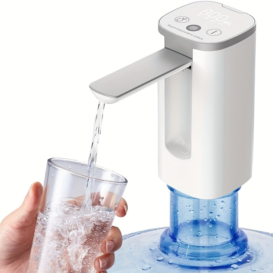 Water Dispenser Pump for 5 Gallon Bottle - Digital Display, Type-C USB Charging, Portable Electric Water Pump, Foldable Spout, Quantitative & Continuous Water Dispensing