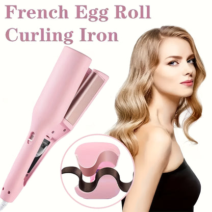 32mm Wave Curling Iron - Adjustable Temperature & Easy to Style, Fast Heating with Long-Lasting Results & Safe Temperature Control Technology. Perfect Anti-Scald Curling Device for Women to Create Deep U-Shaped Wool Curls (Pink/Purple Optional)