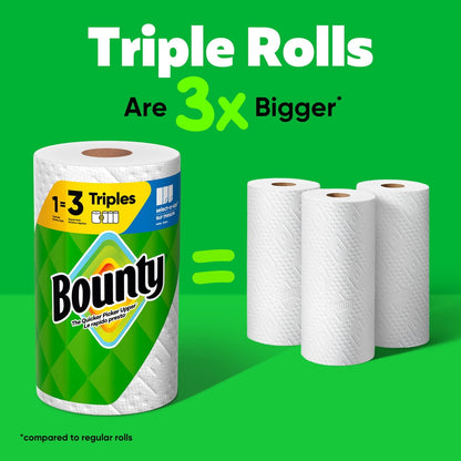 Bounty Paper Towels Select-A-Size White, 6 Triple Rolls, 123 Sheets Per Roll